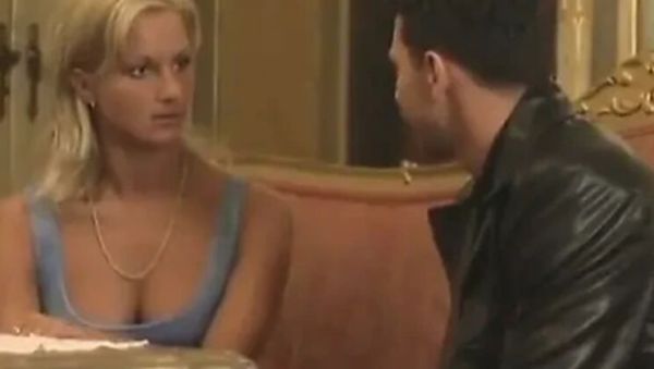 Blonde bitch sucks boy's juicy cock on couch - xxxfiles.com - Italy on poweredporn.com