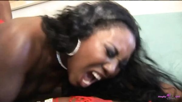 Beautiful Ebony Chick in Red Lingerie Gets Her Pussy Pounded Wildly by a BBC - veryfreeporn.com - Britain on poweredporn.com