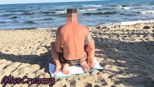 Caught by a Girl During Beach Sex – Miss Creamy Stepsister Blowjob and Huge Cumshot in Public - porntry.com - France on poweredporn.com