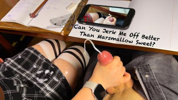 Marshmallow Sweet Japanese Schoolgirl Handjob Under Table Better Than Jerking Off - xxxfiles.com - Britain - Japan on poweredporn.com